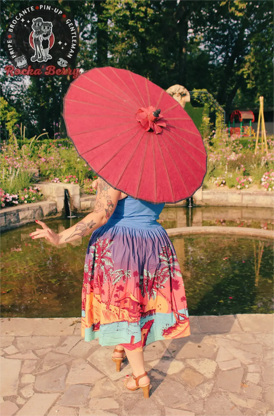 Ombrelle Vintage Asiatique Bordeaux Unie Rocka'Berry