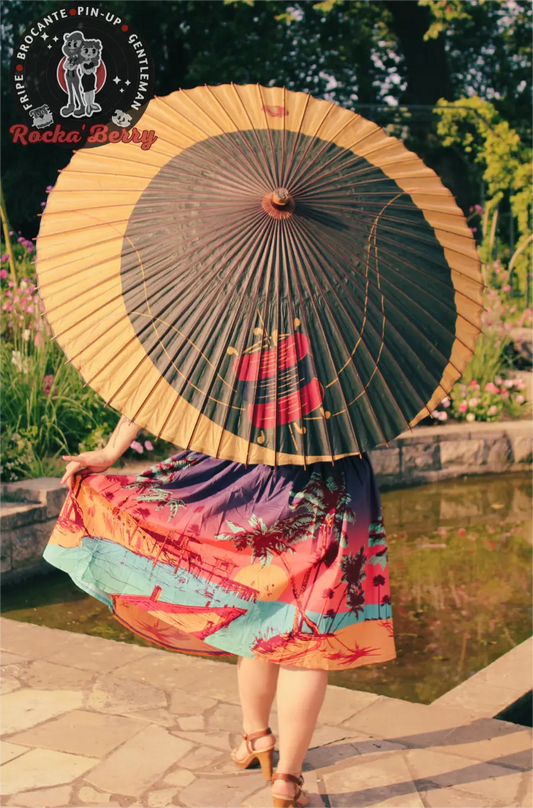 Ombrelle Vintage Asiatique Lampion Jaune & Verte Rocka'Berry