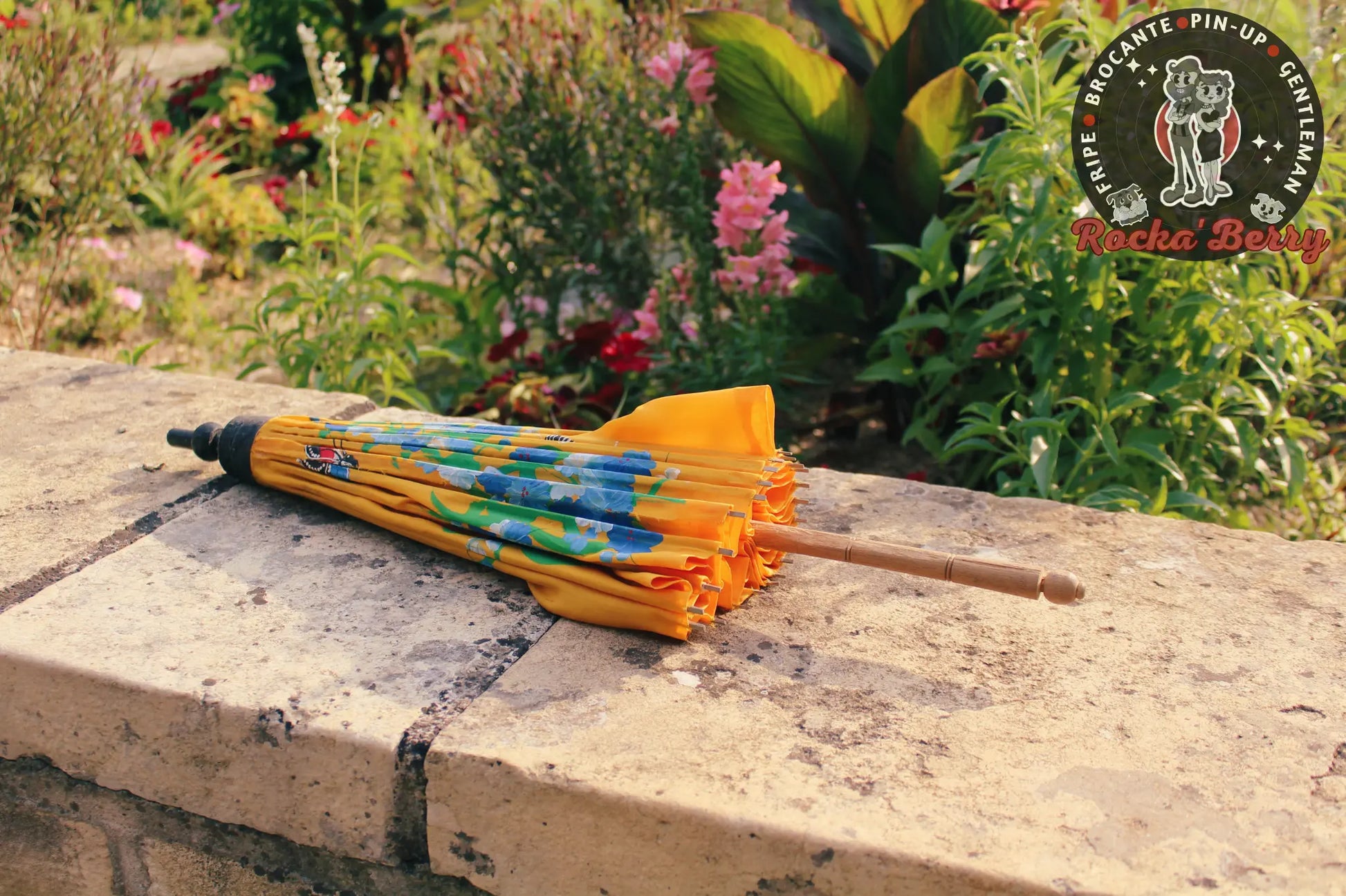 Ombrelle Vintage Papillon Jaune et Bleu Rocka'Berry