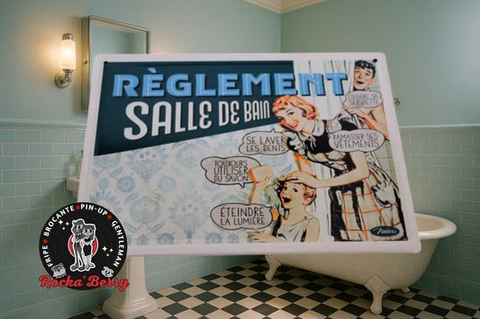 Plaque Métallique Rétro "Salle de Bain" Natives - Made in France Natives