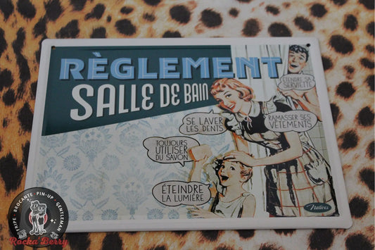 Plaque Métallique Rétro "Salle de Bain" Natives - Made in France Natives