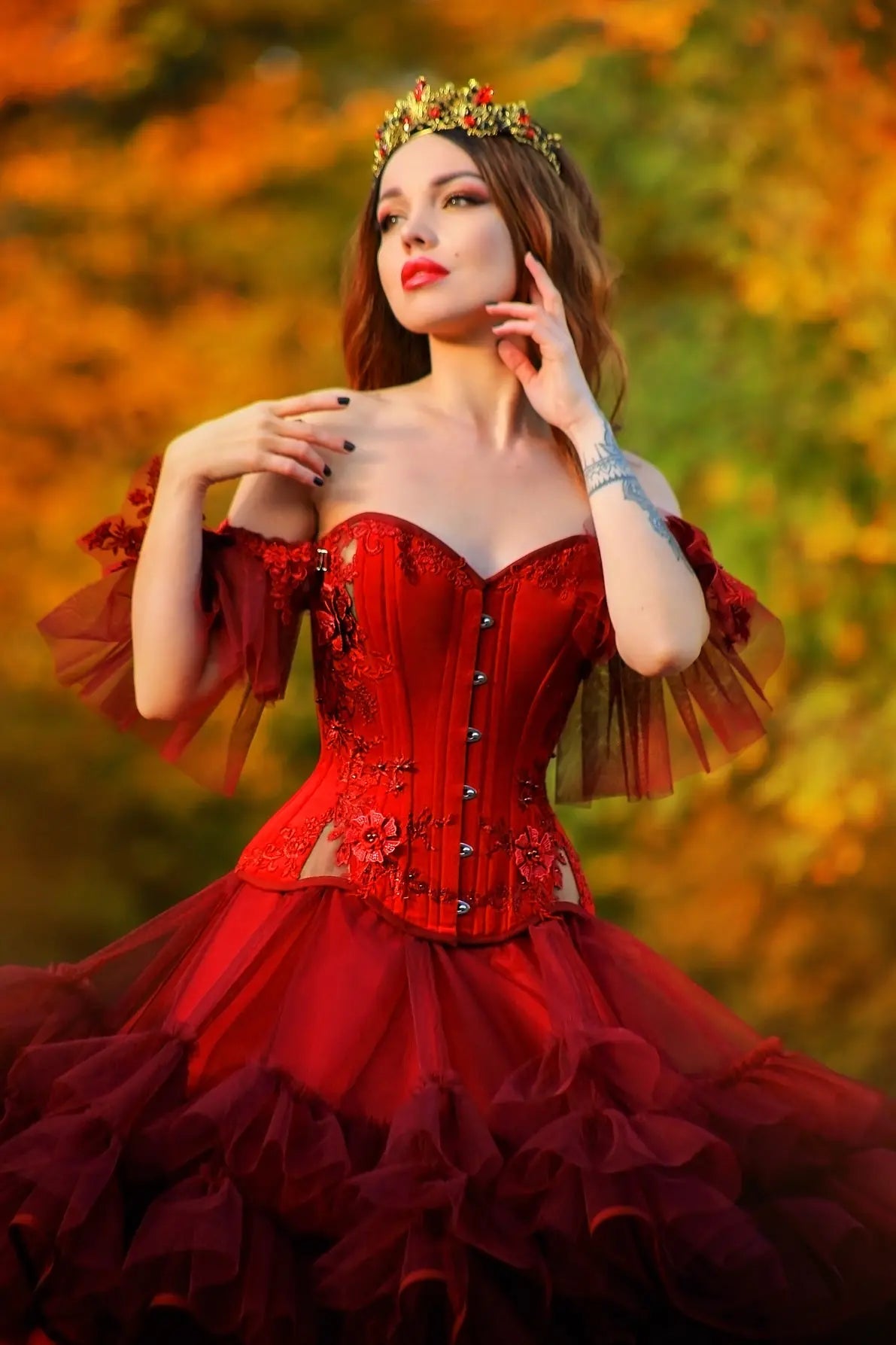 Pré-Commande : Corset Overbust Carmine Velvet - Rebel Madness Rebel Madness