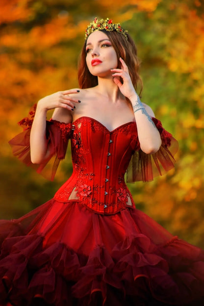 Pré-Commande : Corset Overbust Carmine Velvet - Rebel Madness Rebel Madness