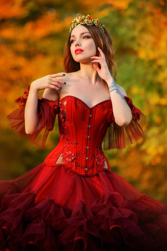 Pré-Commande : Corset Overbust Carmine Velvet - Rebel Madness Rebel Madness