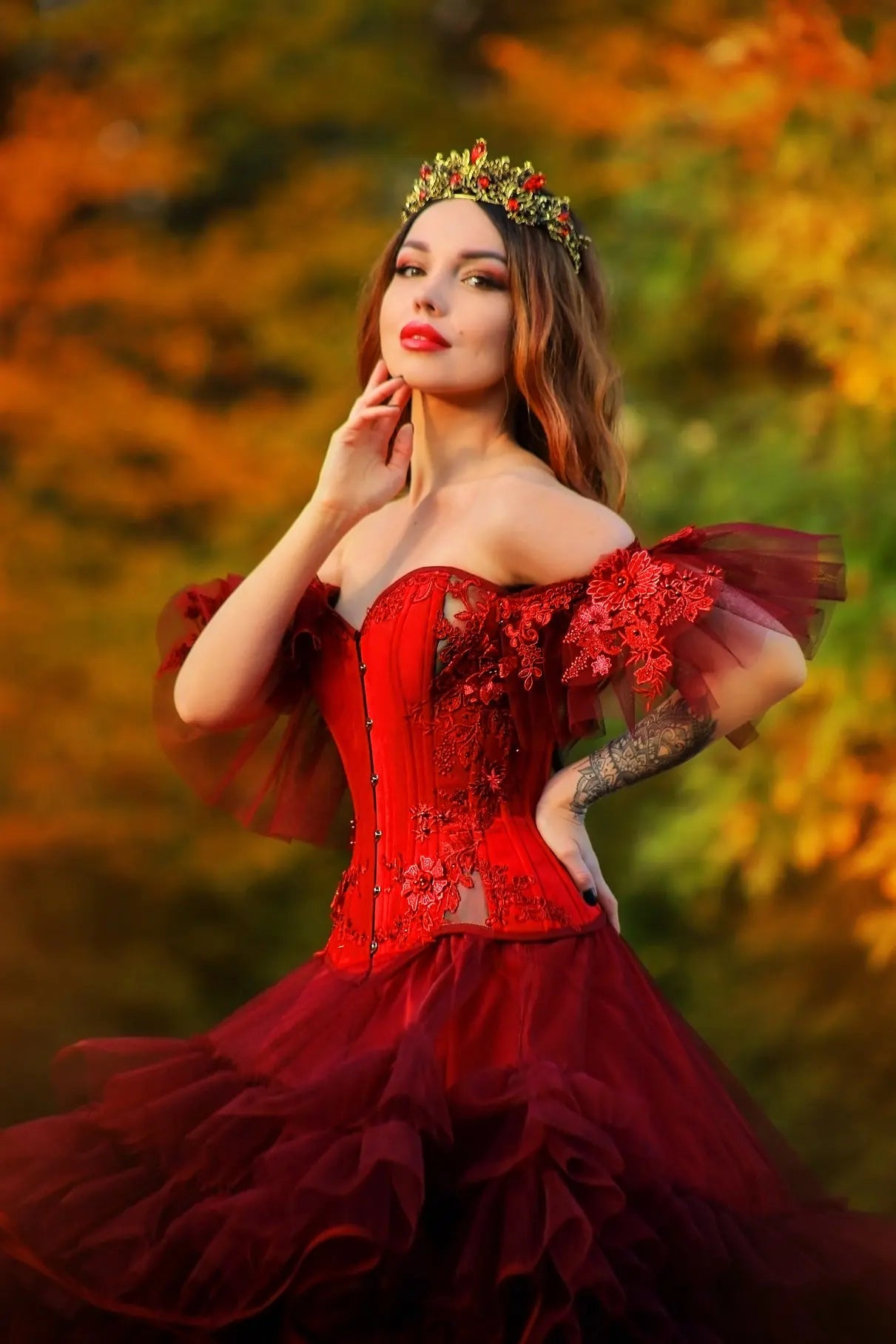Pré-Commande : Corset Overbust Carmine Velvet - Rebel Madness Rebel Madness