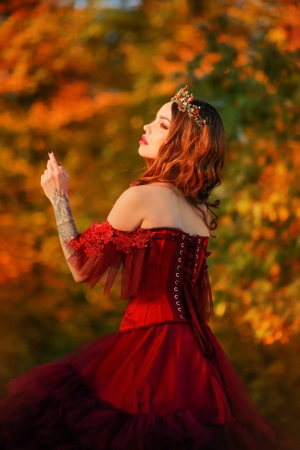 Pré-Commande : Corset Overbust Carmine Velvet - Rebel Madness Rebel Madness