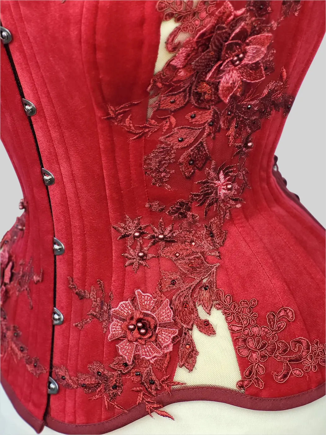 Pré-Commande : Corset Overbust Carmine Velvet - Rebel Madness Rebel Madness