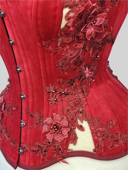 Pré-Commande : Corset Overbust Carmine Velvet - Rebel Madness Rebel Madness