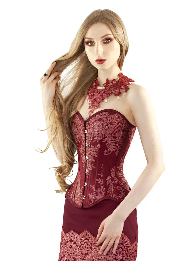 Pré-Commande : Corset Overbust Claret Wine - Rebel Madness Rebel Madness