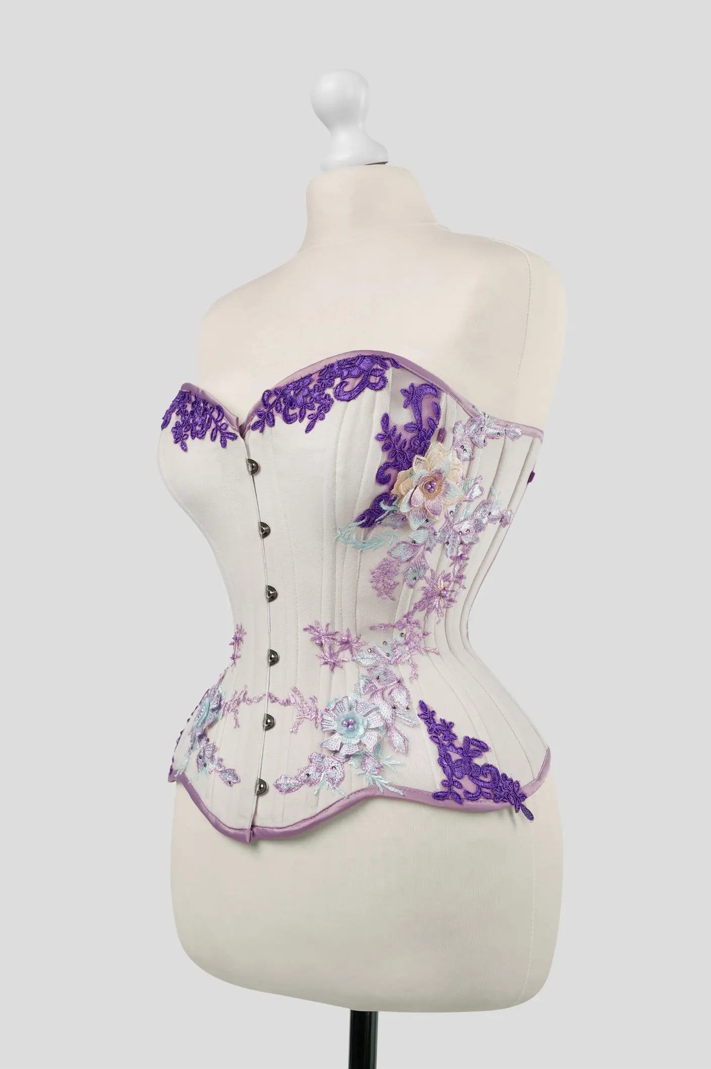 Pré-Commande : Corset Overbust Ecru Velvet - Rebel Madness Rebel Madness