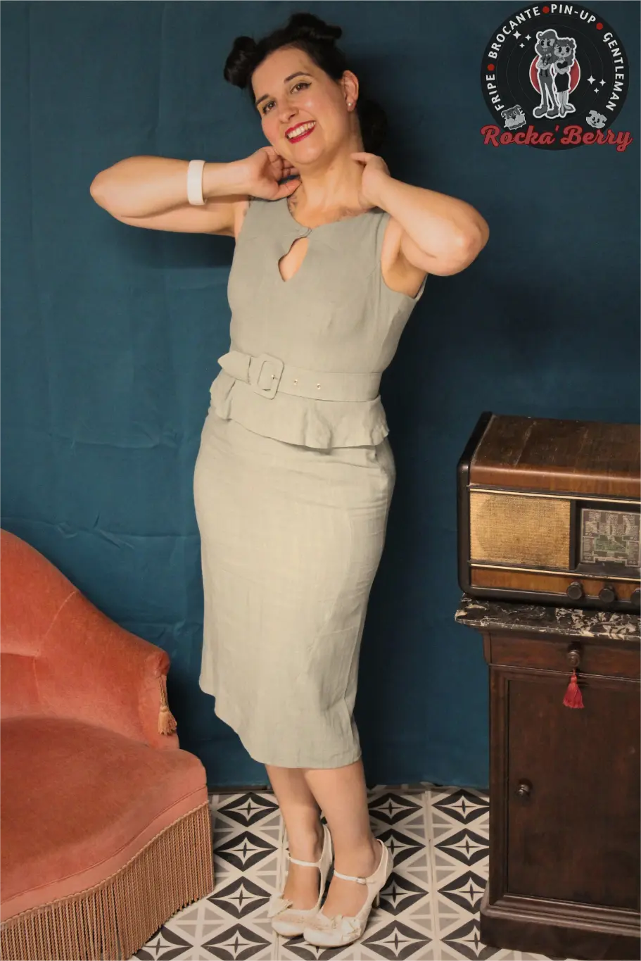 Robe Crayon Peplum Bleu Clair Pinup - MissCandyFloss Miss Candyfloss