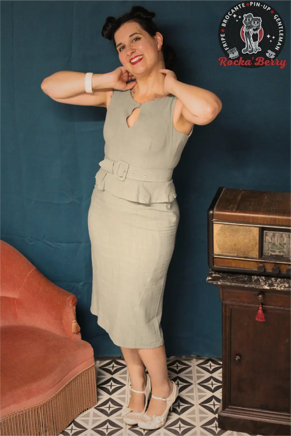 Robe Crayon Peplum Bleu Clair Pinup - MissCandyFloss Miss Candyfloss