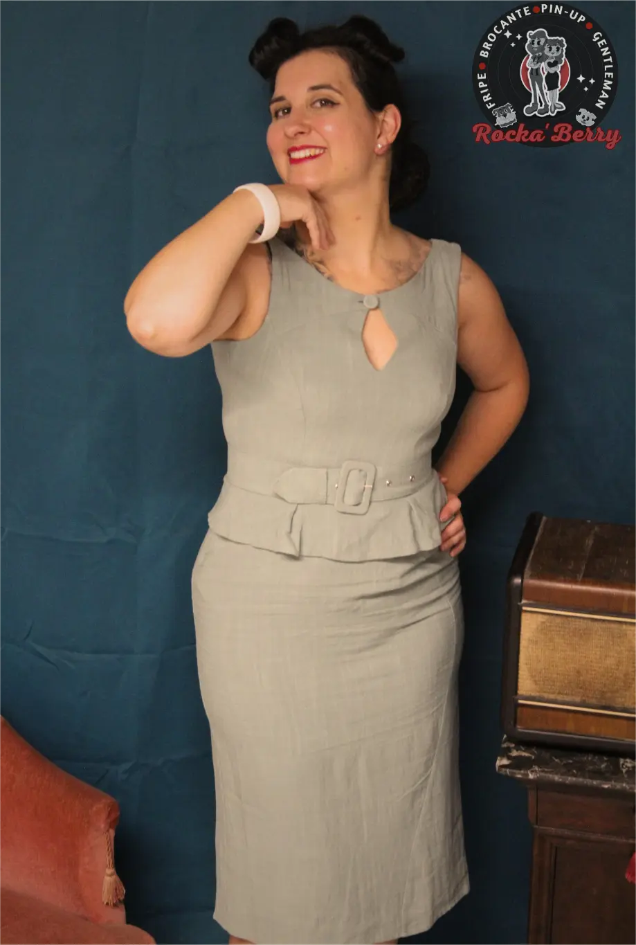 Robe Crayon Peplum Bleu Clair Pinup - MissCandyFloss Miss Candyfloss