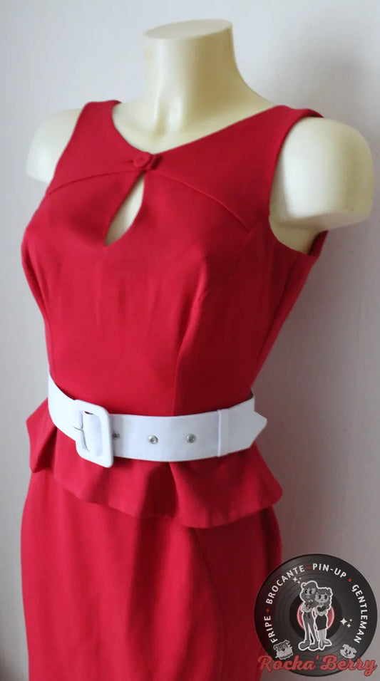 Robe Crayon Peplum Rouge Pinup - MissCandyFloss Miss Candyfloss