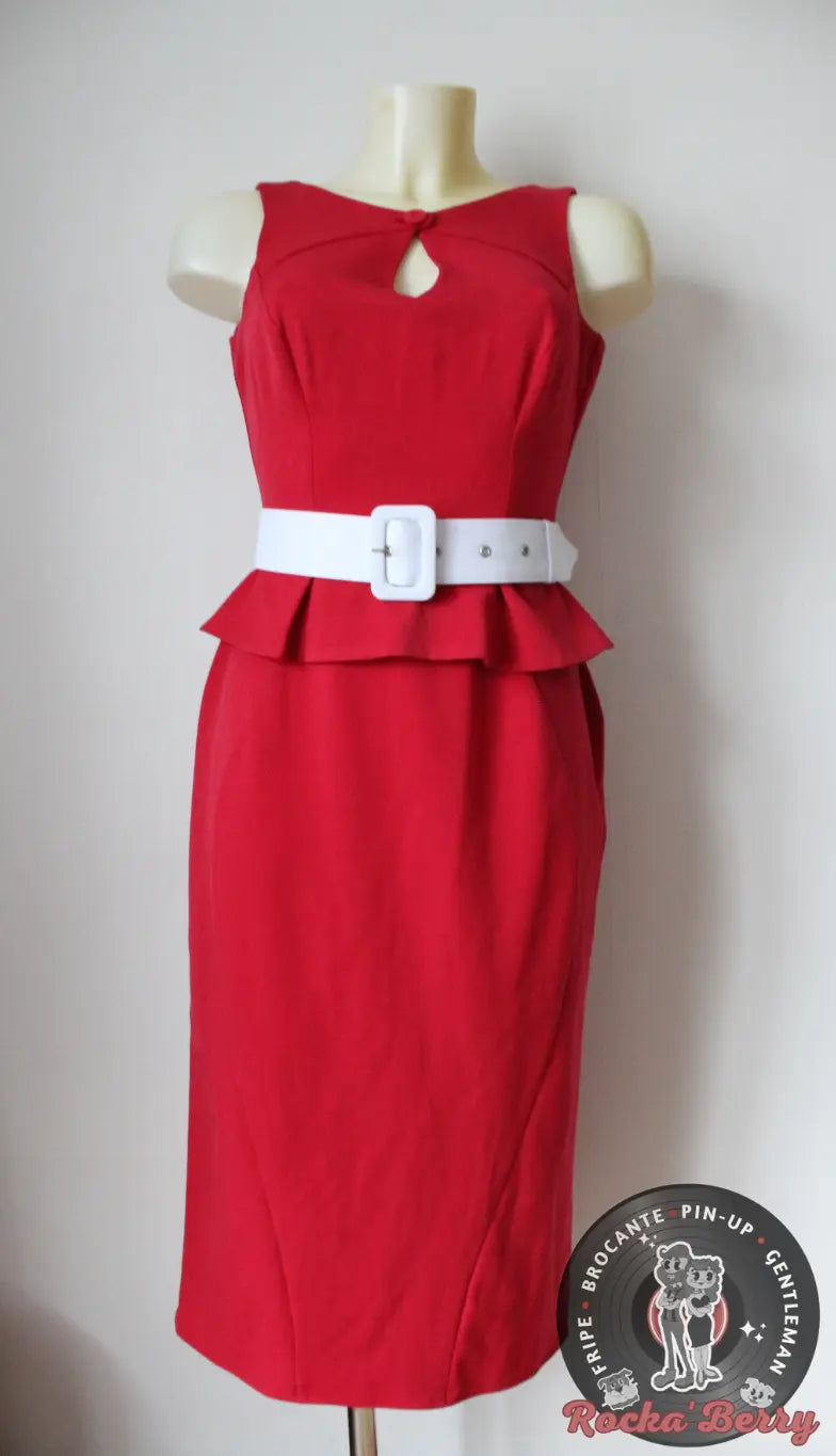 Robe Crayon Peplum Rouge Pinup - MissCandyFloss Miss Candyfloss