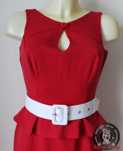 Robe Crayon Peplum Rouge Pinup - MissCandyFloss Miss Candyfloss