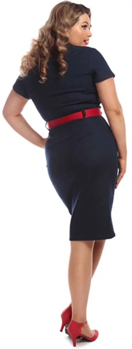 Robe Crayon Pinup Denim "Maura" - Collectif Collectif