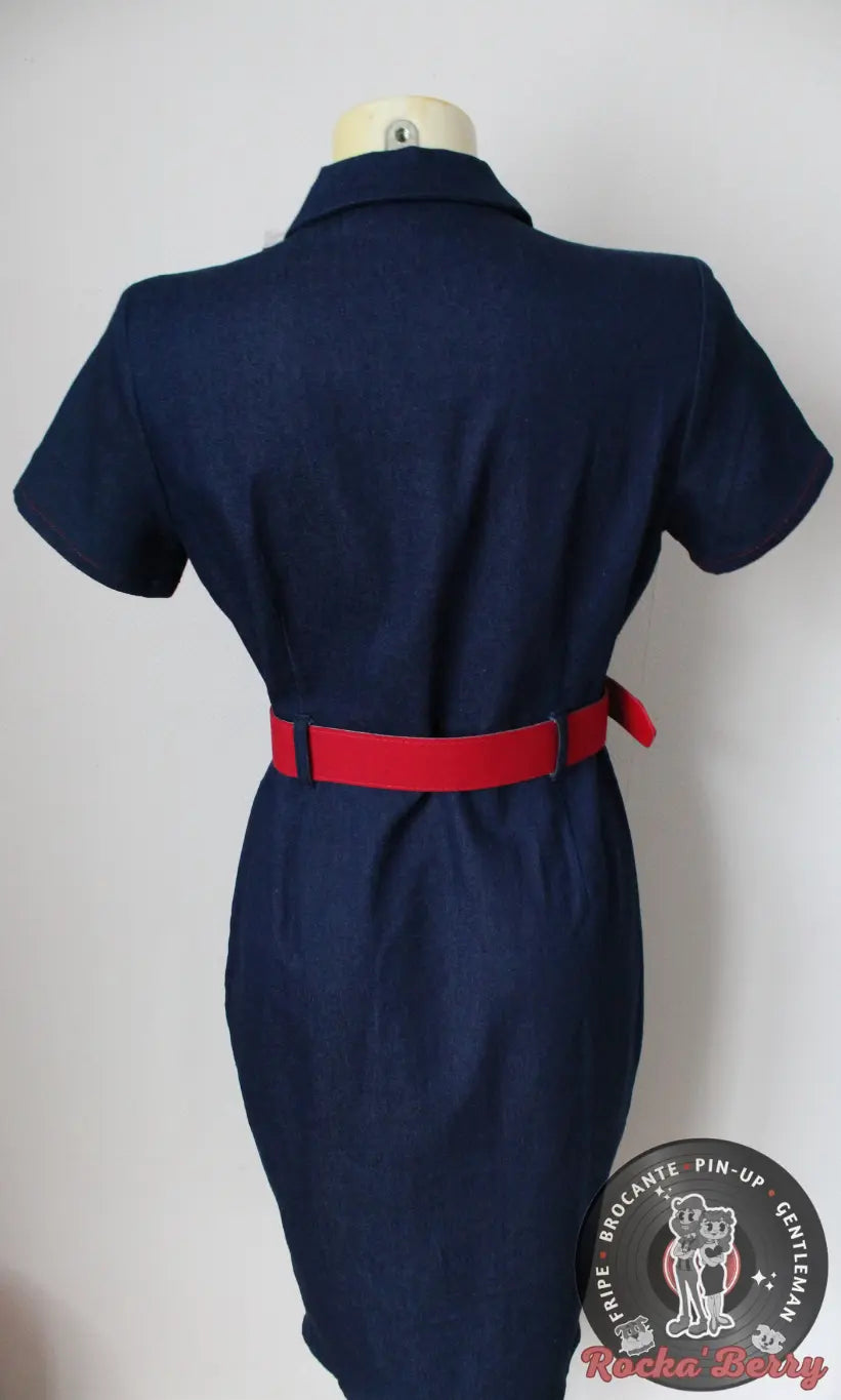 Robe Crayon Pinup Denim "Maura" - Collectif Collectif