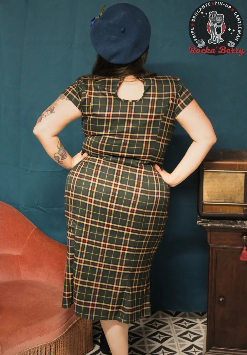 Robe Crayon Rétro Tartan Verte - Banned Banned
