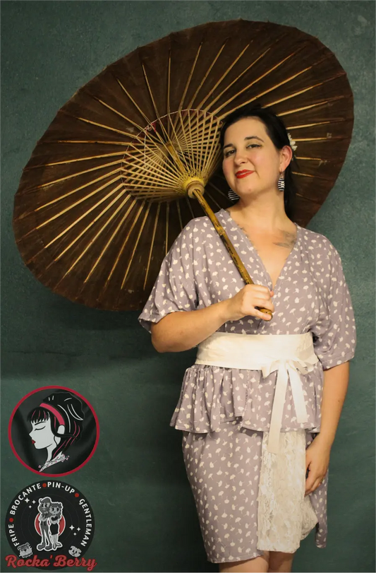 🌸Robe Kimono Peplum Lavande – Collection Pin-Up Nippon🌸