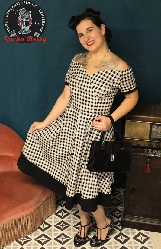 Robe Pinup Swing Noire Vichy - Rocka'Berry