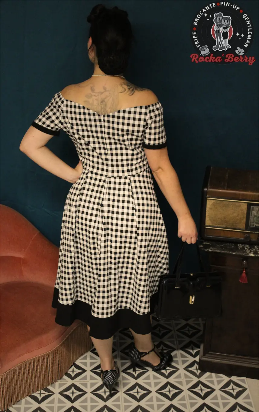 Robe Pinup Swing Noire Vichy - Rocka'Berry