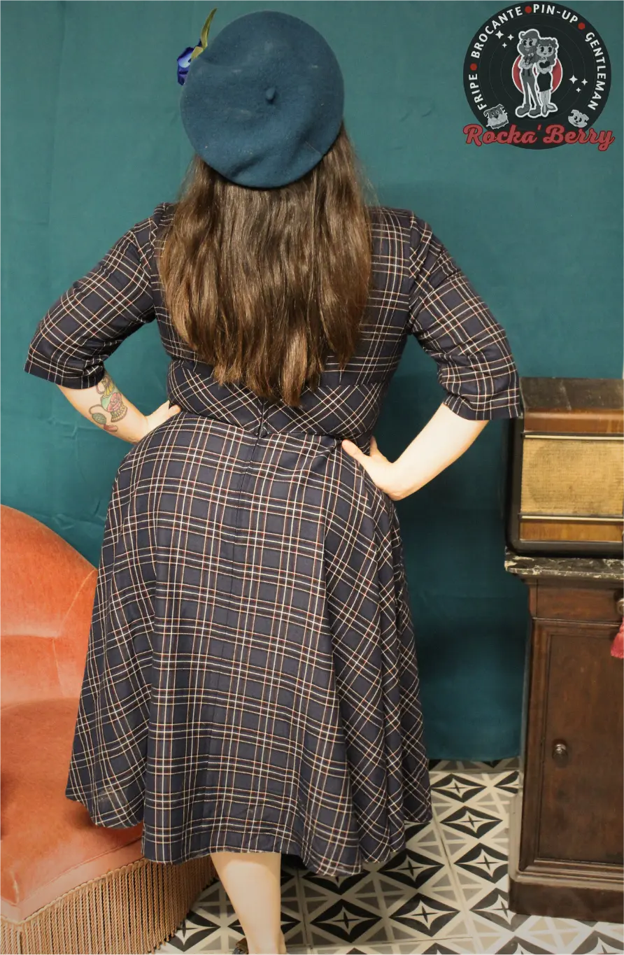 Robe Swing Rétro Pinup Tartan Navy - Hell Bunny Hell Bunny