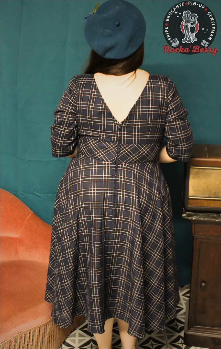 Robe Swing Rétro Pinup Tartan Navy - Hell Bunny Hell Bunny