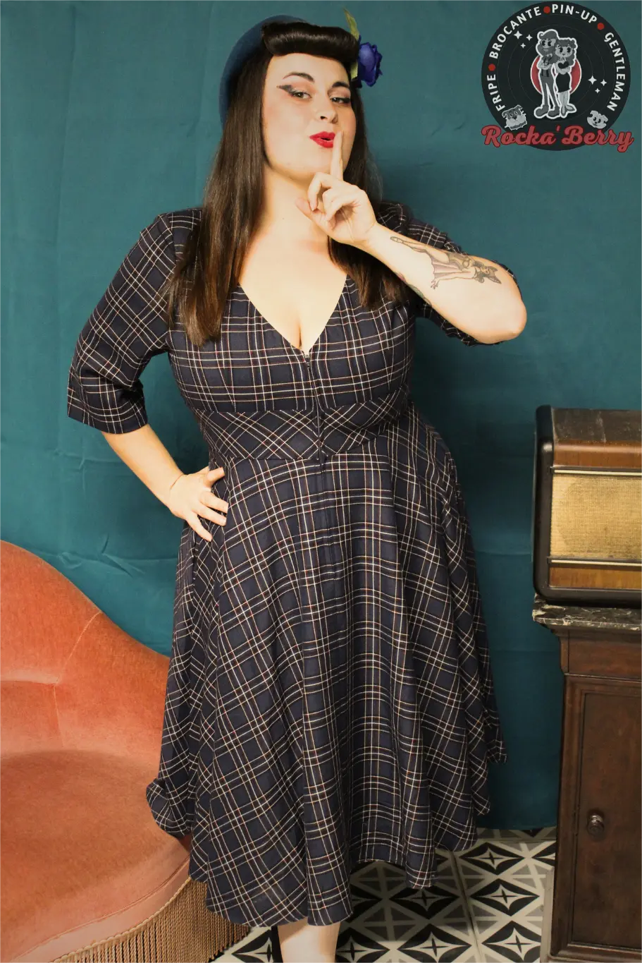 Robe Swing Rétro Pinup Tartan Navy - Hell Bunny Hell Bunny