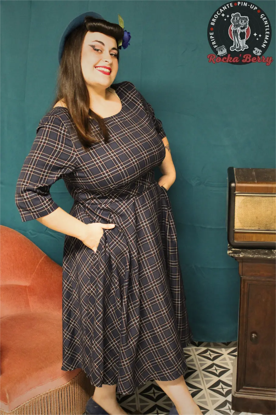 Robe Swing Rétro Pinup Tartan Navy - Hell Bunny Hell Bunny
