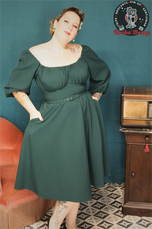 Robe Swing Romantique Verte  - Vixen by Micheline Pitt Vixen by Micheline Pitt