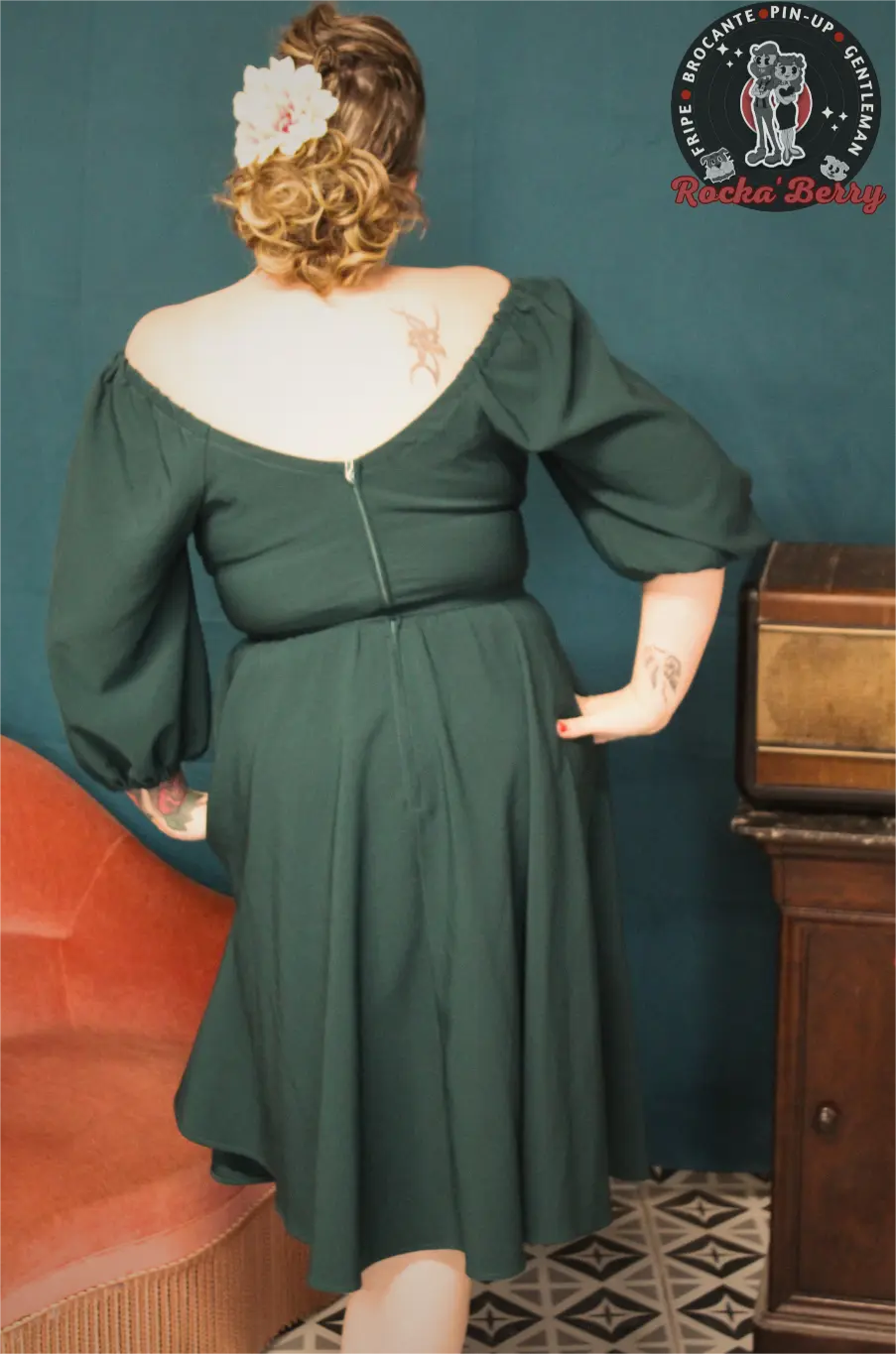 Robe Swing Romantique Verte  - Vixen by Micheline Pitt Vixen by Micheline Pitt