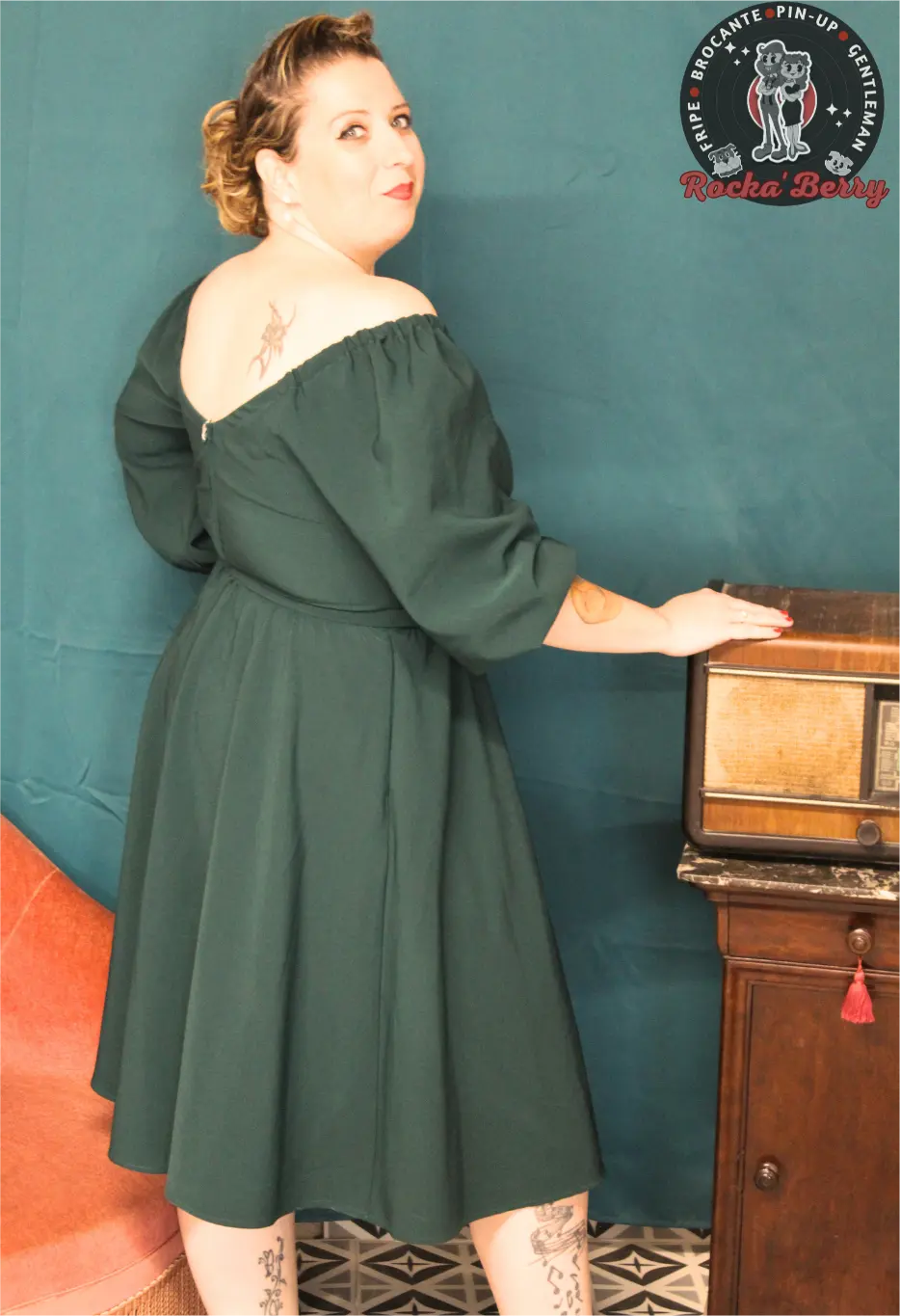 Robe Swing Romantique Verte  - Vixen by Micheline Pitt Vixen by Micheline Pitt