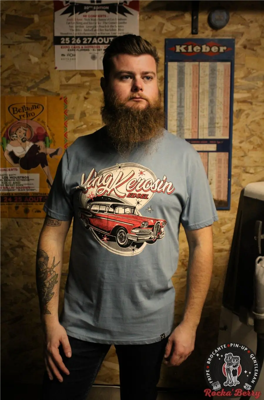 🔥T-shirt Kustom Bleu K.K Edsel - King Kerosin King Kerosin
