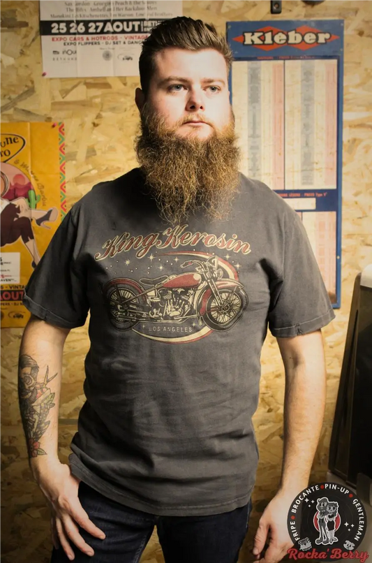 🔥 T-shirt Kustom Gris Bobber – King Kerosin 🔥 King Kerosin