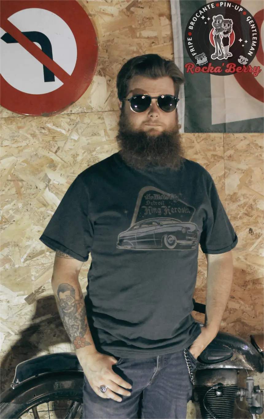 T-shirt Kustom Gris Detroit Greaser - King Kerosin King Kerosin