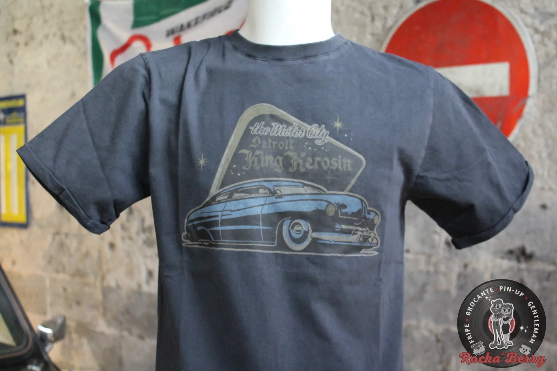 T-shirt Kustom Gris Detroit Greaser - King Kerosin King Kerosin