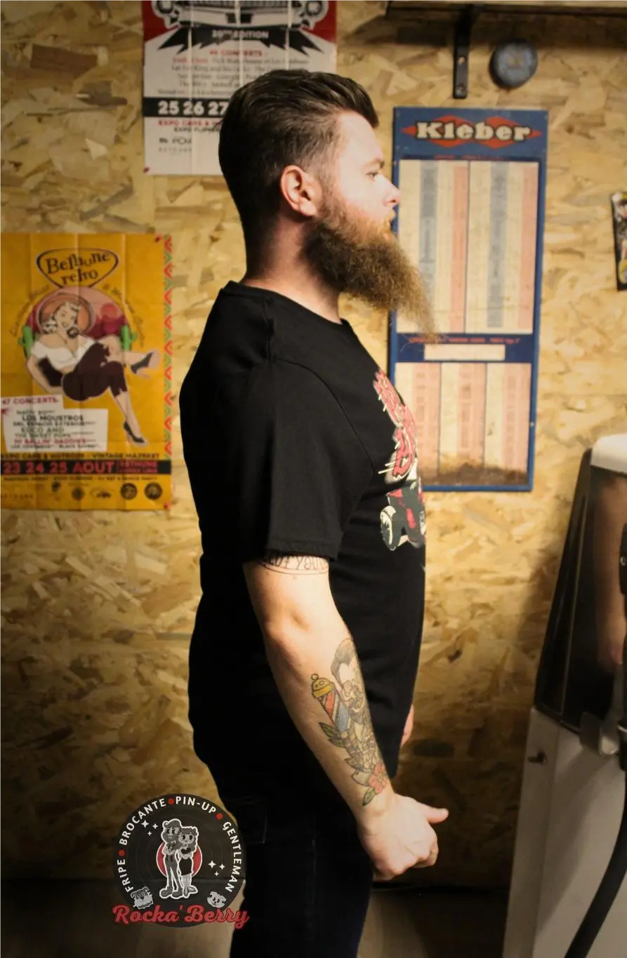 🏁T-shirt Kustom Noir Red Baron RoadKiller - King Kerosin King Kerosin