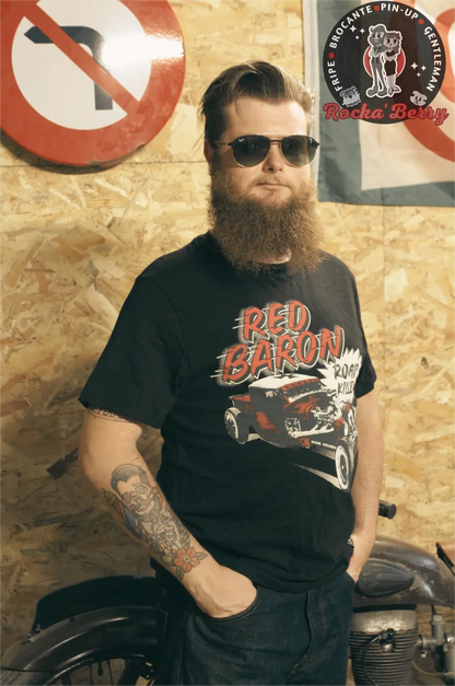 T-shirt Kustom Noir Red Baron RoadKiller - King Kerosin King Kerosin