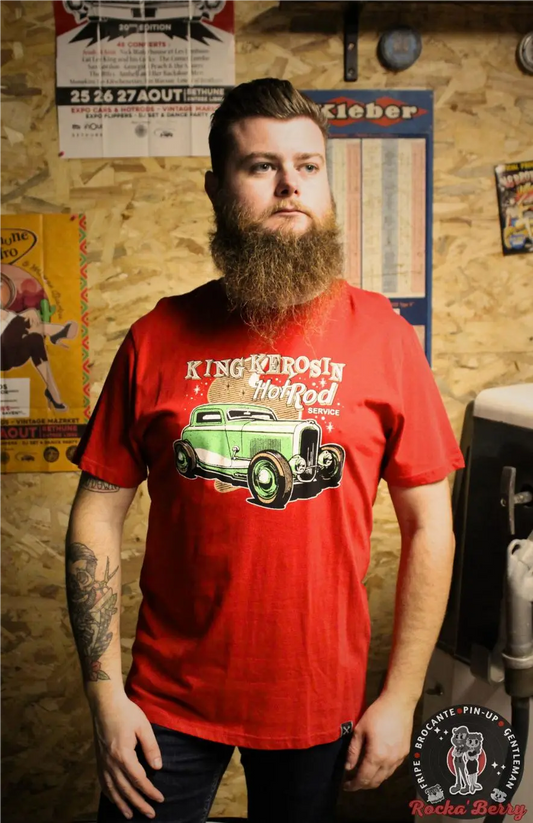 T-shirt Kustom Rouge Hot Rod Service - King Kerosin King Kerosin